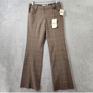 Guess Dress Pants Womens Size Small 26 Brown Plaid Stretch Wide Leg Low Rise Str